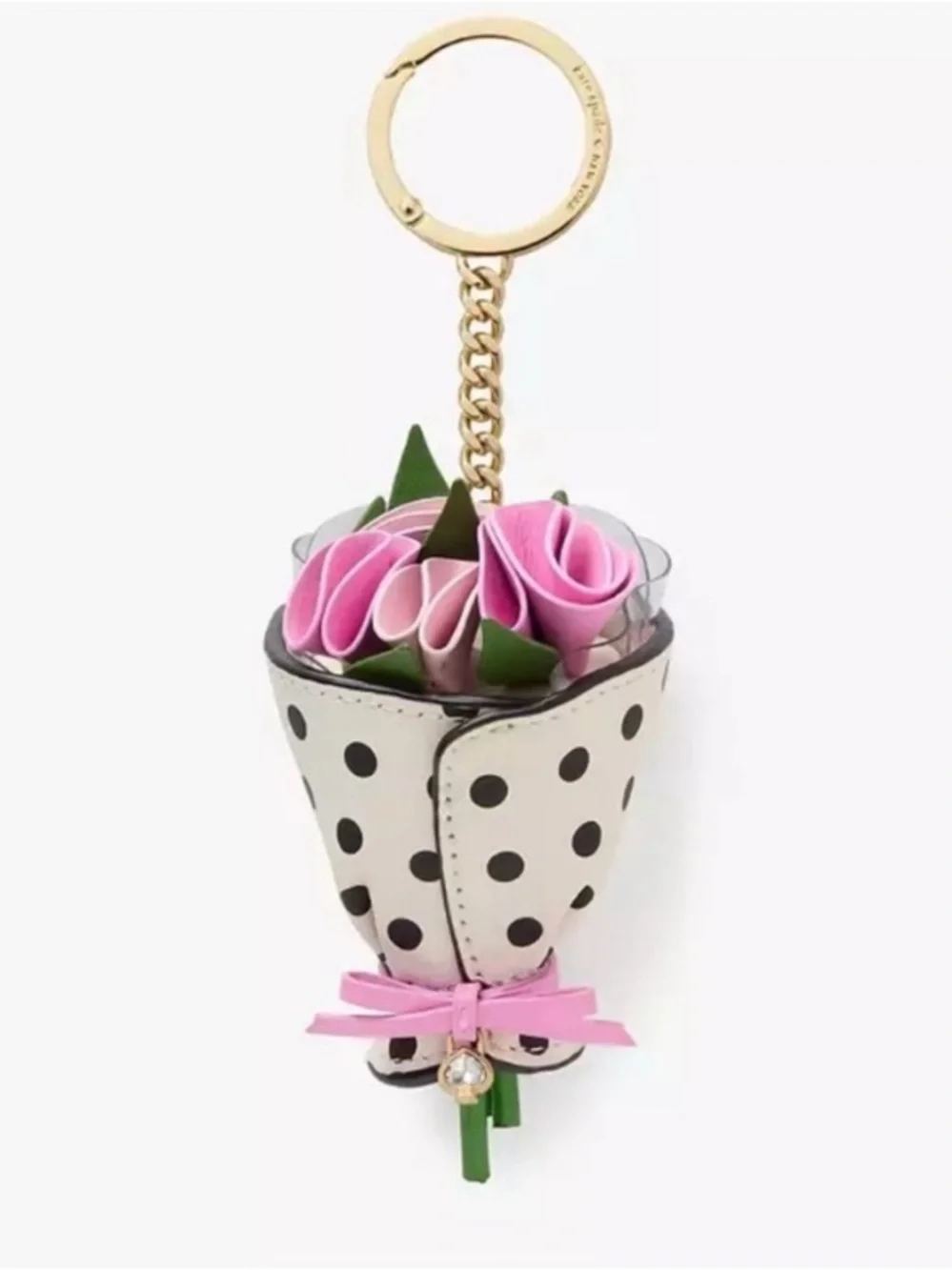 kate spade Pink & White Polka Dot 3D Flower Bouquet Keychain
